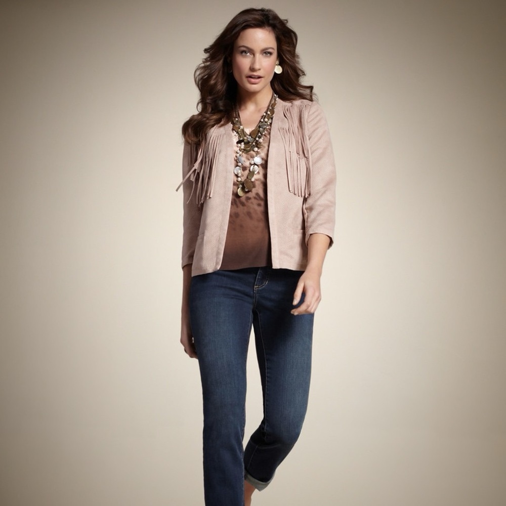 Chicos Beige western Jacket Size 2 (12 or L)